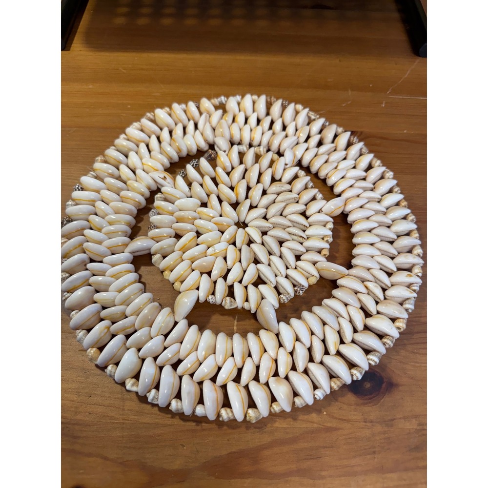 Handmade Natural Seashell Spiral Trivet Wall Hanging Coastal Beach Decor‎ 9.25"